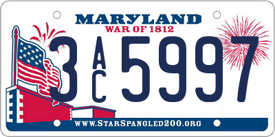 MD license plate 3AC5997
