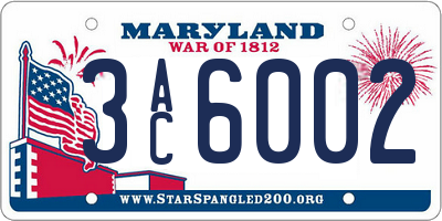 MD license plate 3AC6002