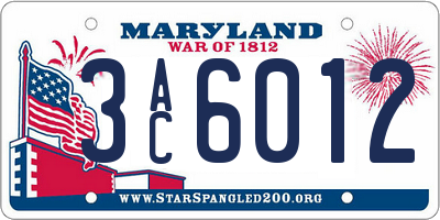 MD license plate 3AC6012