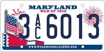 MD license plate 3AC6013