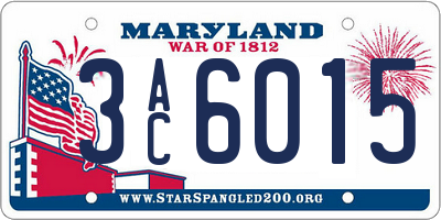 MD license plate 3AC6015