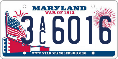 MD license plate 3AC6016