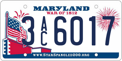 MD license plate 3AC6017