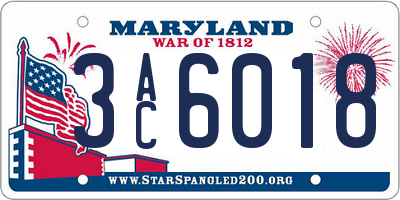 MD license plate 3AC6018