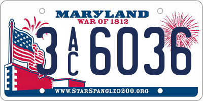 MD license plate 3AC6036