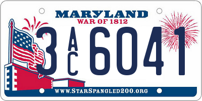 MD license plate 3AC6041