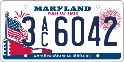 MD license plate 3AC6042