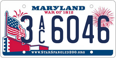 MD license plate 3AC6046