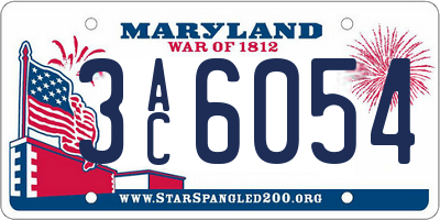 MD license plate 3AC6054