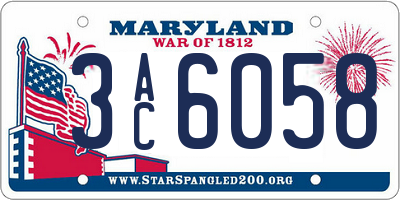 MD license plate 3AC6058