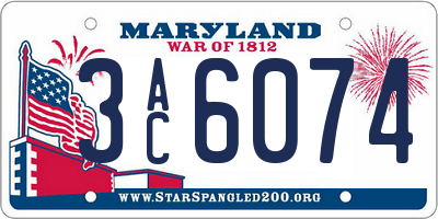 MD license plate 3AC6074