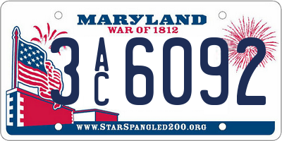 MD license plate 3AC6092