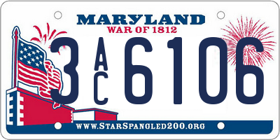 MD license plate 3AC6106