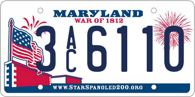 MD license plate 3AC6110