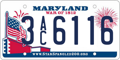 MD license plate 3AC6116