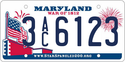 MD license plate 3AC6123