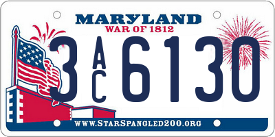 MD license plate 3AC6130