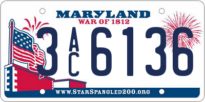 MD license plate 3AC6136