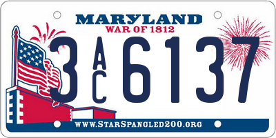 MD license plate 3AC6137