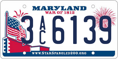 MD license plate 3AC6139