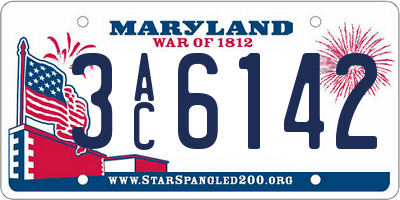 MD license plate 3AC6142