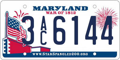 MD license plate 3AC6144