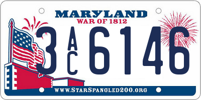 MD license plate 3AC6146