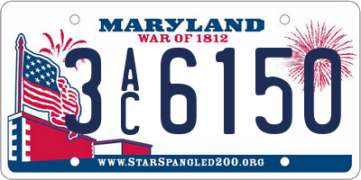 MD license plate 3AC6150