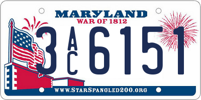 MD license plate 3AC6151
