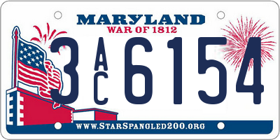 MD license plate 3AC6154
