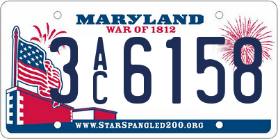 MD license plate 3AC6158