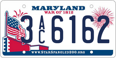 MD license plate 3AC6162