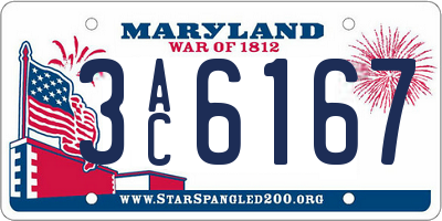 MD license plate 3AC6167