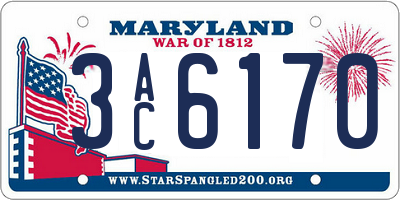 MD license plate 3AC6170