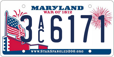 MD license plate 3AC6171