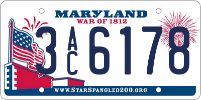 MD license plate 3AC6178