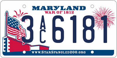 MD license plate 3AC6181