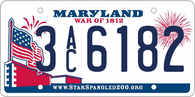 MD license plate 3AC6182