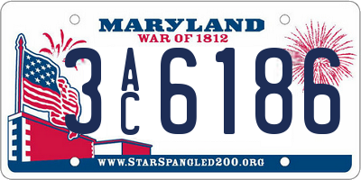 MD license plate 3AC6186