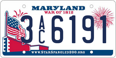 MD license plate 3AC6191