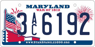 MD license plate 3AC6192