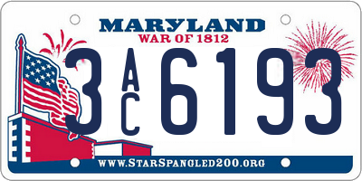 MD license plate 3AC6193