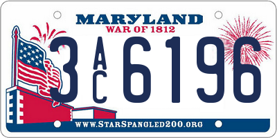 MD license plate 3AC6196