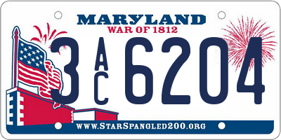 MD license plate 3AC6204