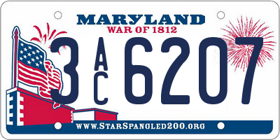 MD license plate 3AC6207