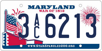 MD license plate 3AC6213