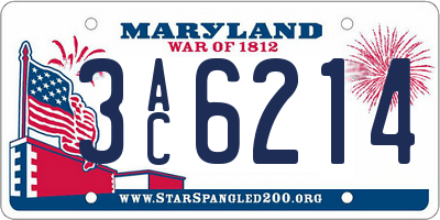 MD license plate 3AC6214