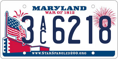MD license plate 3AC6218