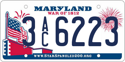 MD license plate 3AC6223