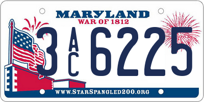 MD license plate 3AC6225